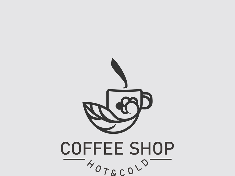 Coffee Shop logo line art illustration design