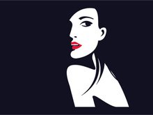 Beautiful female line negative space design illustrated art, girl vector design, face illustration.