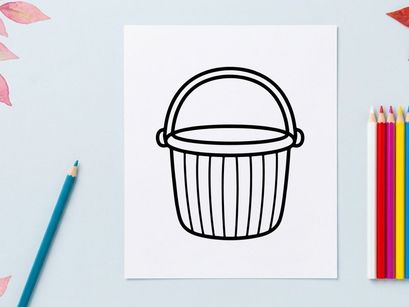 Empty wicker basket icon. Simple line art illustration of a small storage container.
