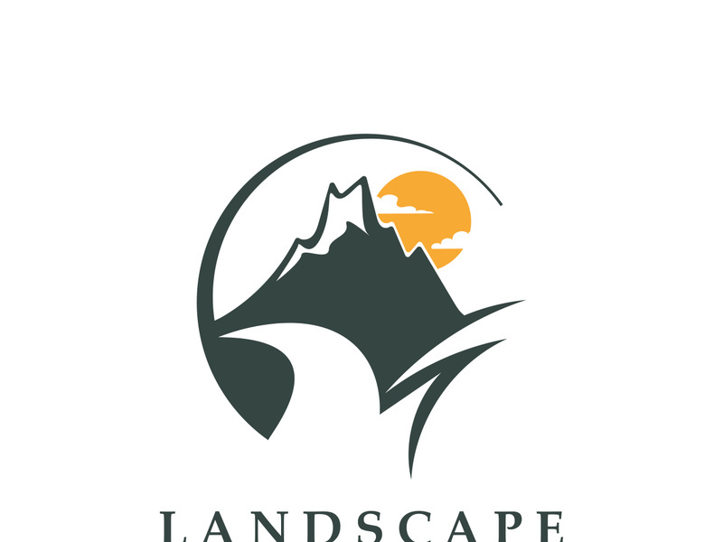 Mountain Nature Landscape Logo design Template Illustration