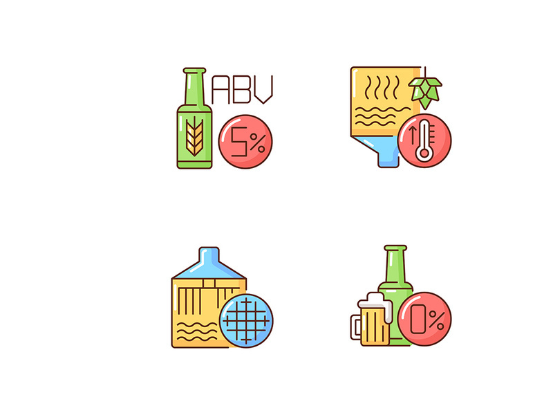 Brewery RGB color icons set