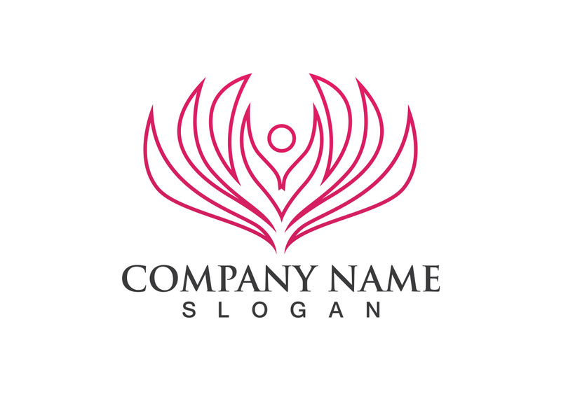 People yoga health in lotus flower logo