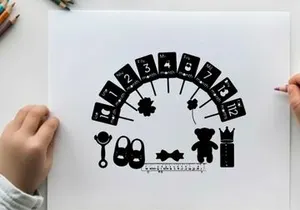 Baby shower silhouette with numbers and symbols