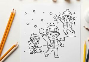 Children playing winter sports vector illustration flat design