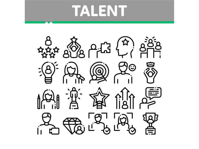 Human Talent Collection Elements Icons Set Vector