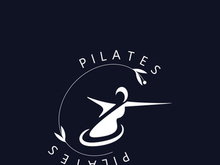 Abstract Pilates Logo, Yoga identity body balance vector monoline Design Template. wellness lifestyle