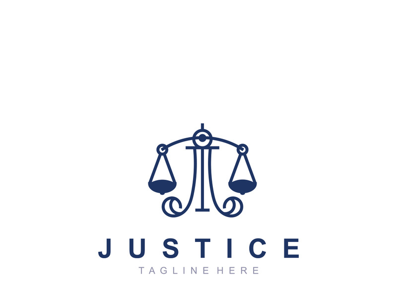 Justice logo design simple lawyer minimalist legal symbol illustration