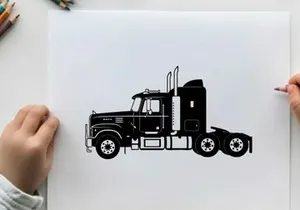 Silhouette of a semi truck tractor unit with sleeper cabin