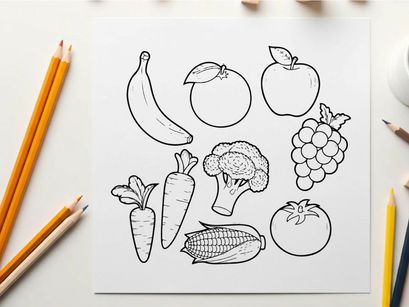 Fresh fruits and vegetables flat design vector illustration