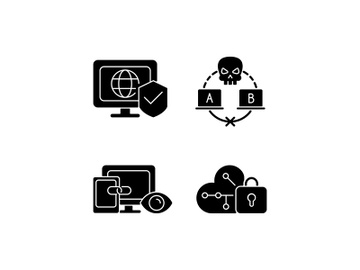 Internet privacy black glyph icons set on white space preview picture