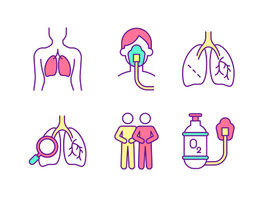 Lungs health care RGB color icons set preview picture