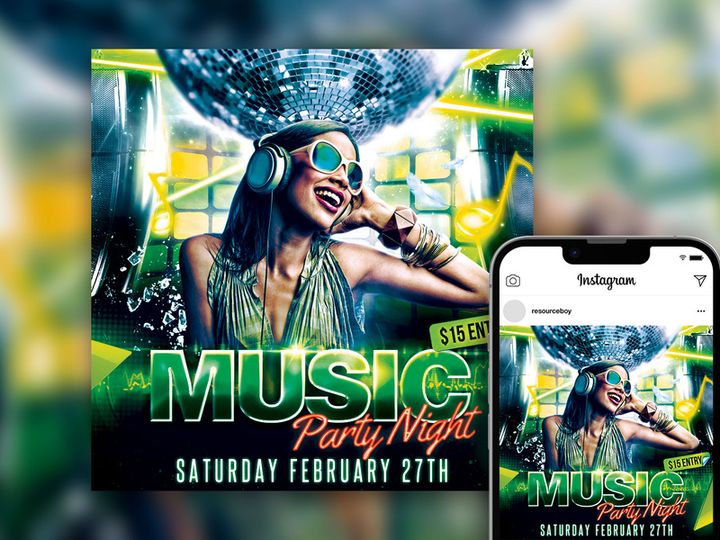 Free Electro Nightclub Instagram Post Template
