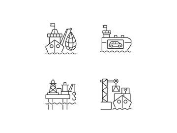 Marine industry sector linear icons set preview picture