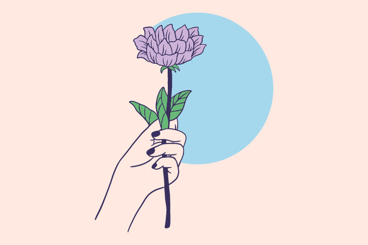 Women Hand Flower, Vector Illustration