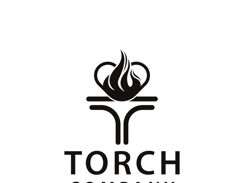 Torch fire logo icon hipster vector design template