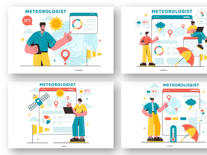 13 Meteorologist Vector Illustration