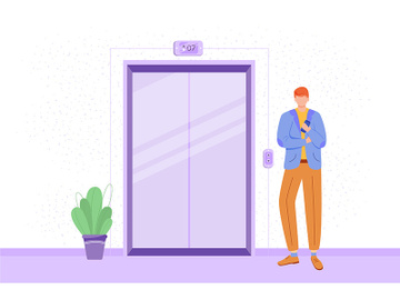 Employee in office hall flat vector illustration preview picture