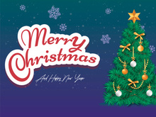 Christmas tree with Xmas star, balls and lights