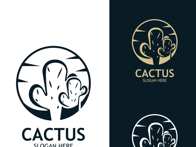 Vintage Cactus tree plant Logo nature design, desert plant vector illustration