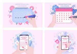 16 Menstruation Calendar Women Illustration