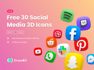 Free 3D Social Media Icons preview picture