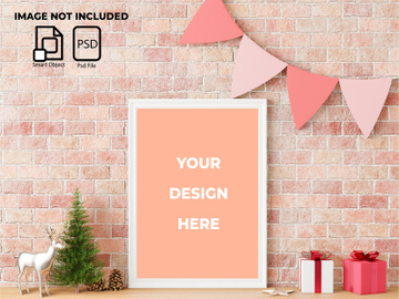Interior Christmas concept in a frame mockup preview picture