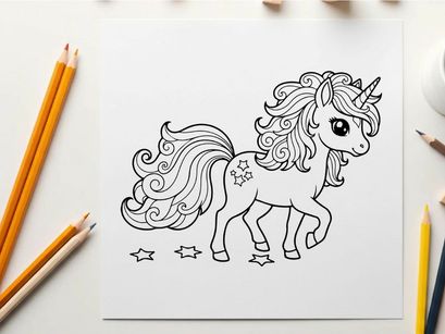 Cute magical unicorn prancing stars vector illustration