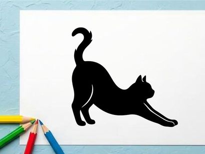 Silhouette Kucing yang Sedang Merenggangkan Badan dalam Posisi Bermain