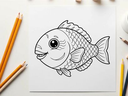 Cute smiling fish cartoon vector illustration flat design