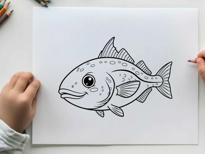 Cute cartoon fish swimming vector illustration flat design