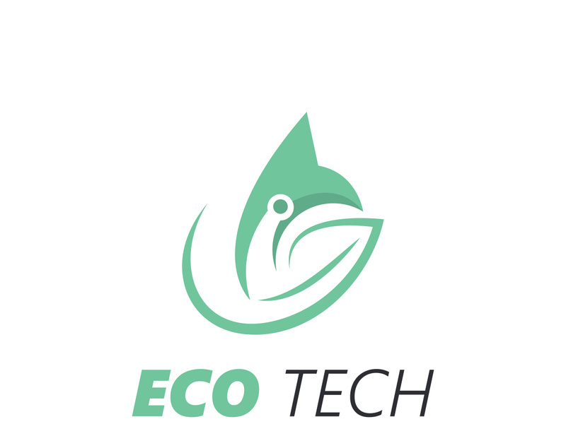 Eco technology business vector design modern. Nature technology logo with leaf and circuit tech minimalist vector illustration