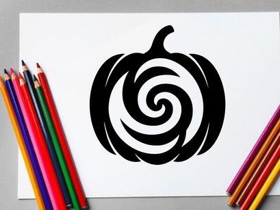 Black and white pumpkin with swirling pattern for Halloween or fall decor