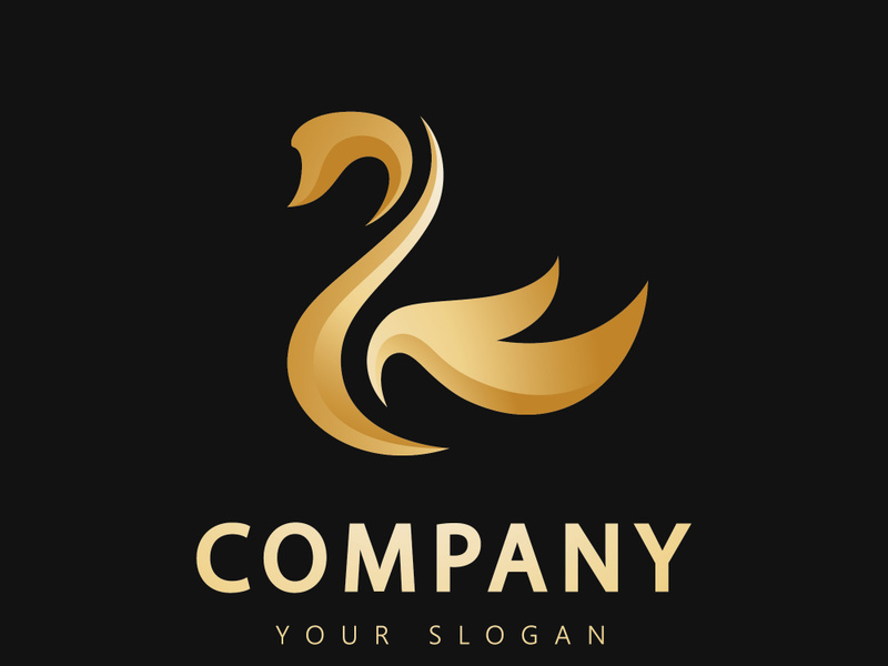 Golden swan abstract logo vector template