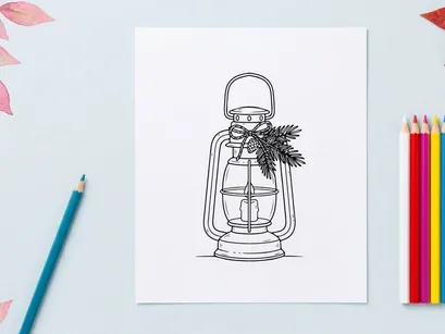 Ilustração de arte vetorial de lanternas de Natal com galhos de pinheiro e vela para decoração de feriados.