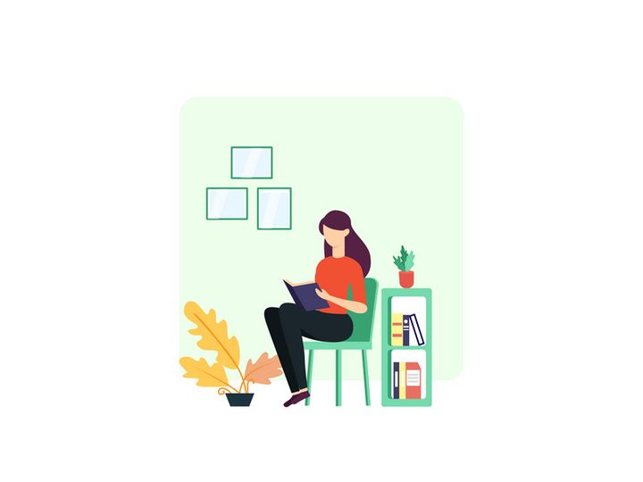 A girl's reading book on the chair
