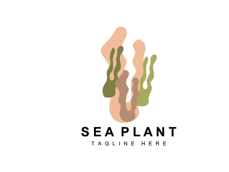 Seaweed Logo, Sea Plants Vector Design, Grocery And Nature Protection