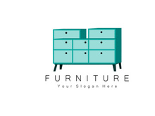 Furniture Logo Design, Home Furniture Illustration Table Icons, Chairs, Cupboards, Lamps