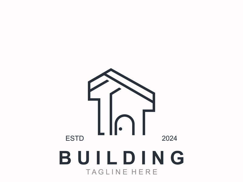 Building logo construction modern real estate symbol for architecture house and property design