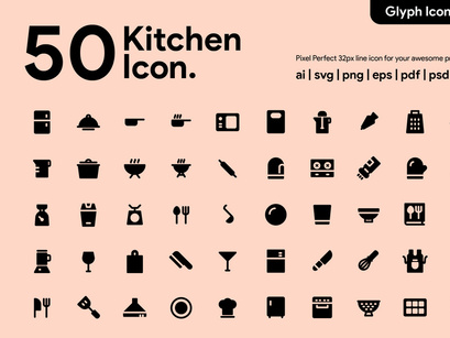 50 Kitchen Glyph Icon