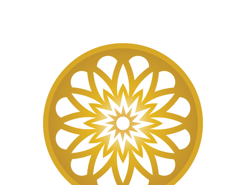 Traditional Asian colorful floral pattern Stained glass mosaic logo tile design inspiration