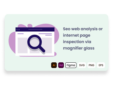 SEO web analysis or internet page inspection via magnifier glass. preview picture