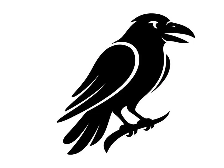 Black Crow Silhouette Illustration for Nature and Wildlife Themes