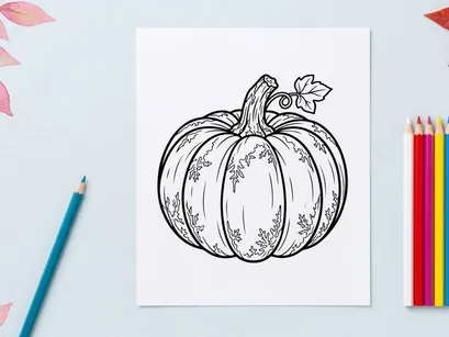 Cozy autumn pumpkin with leaf. Warm seasonal harvest decoration.