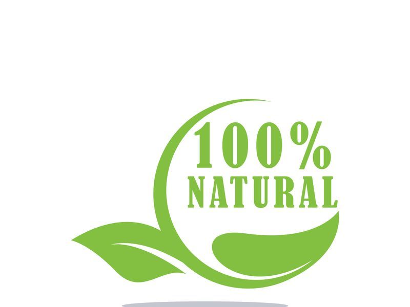 100% Natural and organic product badge vector green icon