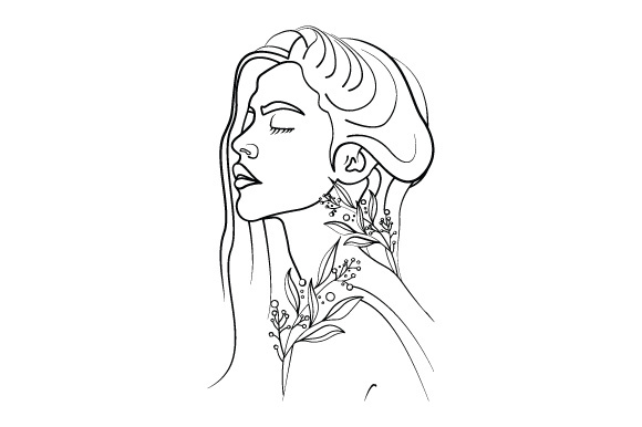 Line Art Flower Drawing Women