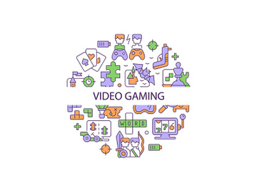 Video game abstract color concept layout with headline preview picture