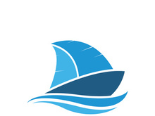 Sailboat boat on sea ocean wave with logo design simple ship