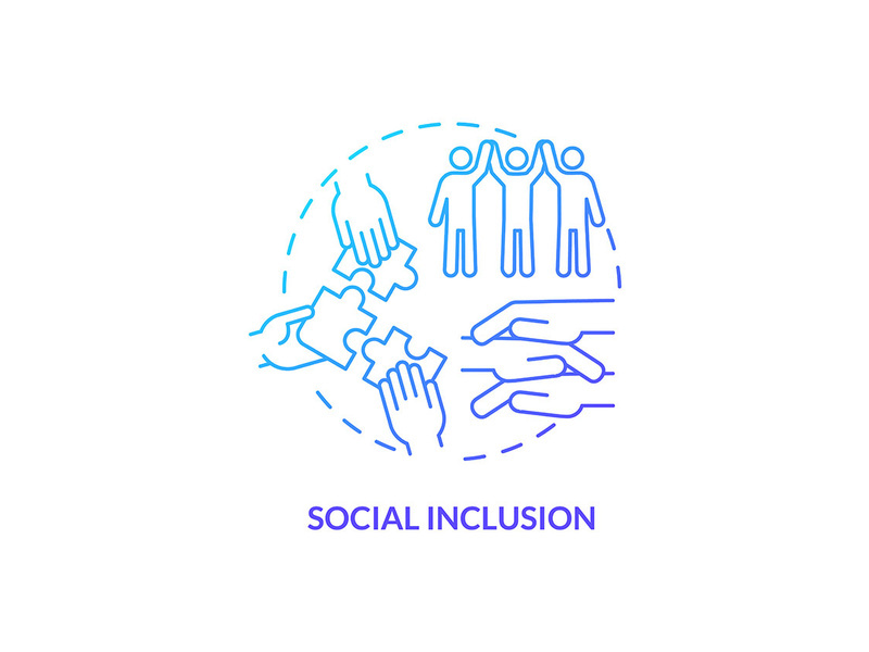Social inclusion blue gradient concept icon