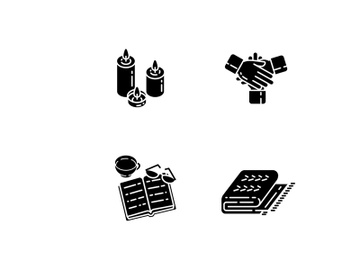 Heart-warming style black glyph icons set on white space preview picture