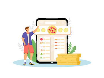 Pizza constructor, fast food online ordering flat concept vector illustration preview picture